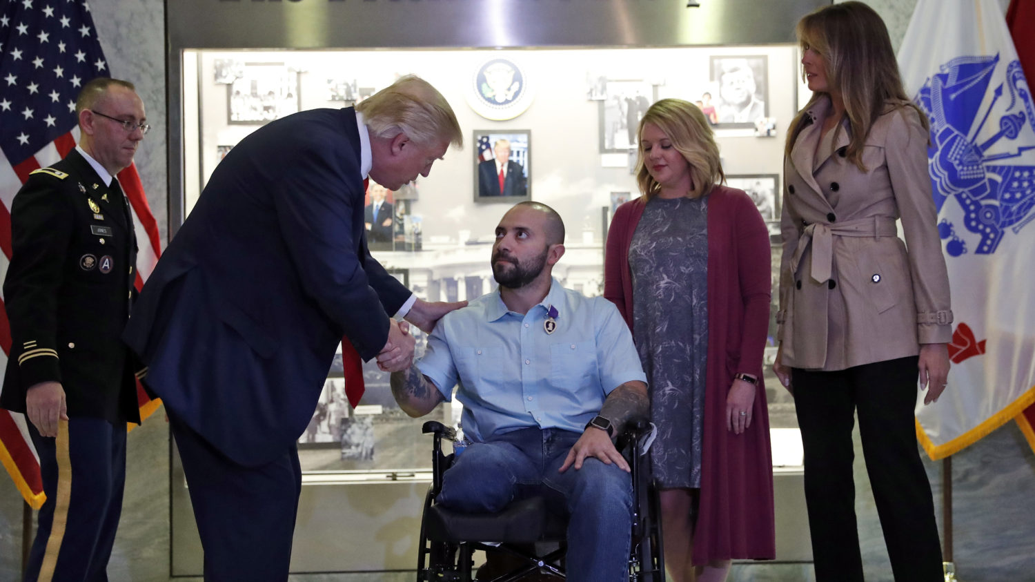 Trump Awards Purple Heart In First Visit To Walter Reed Military