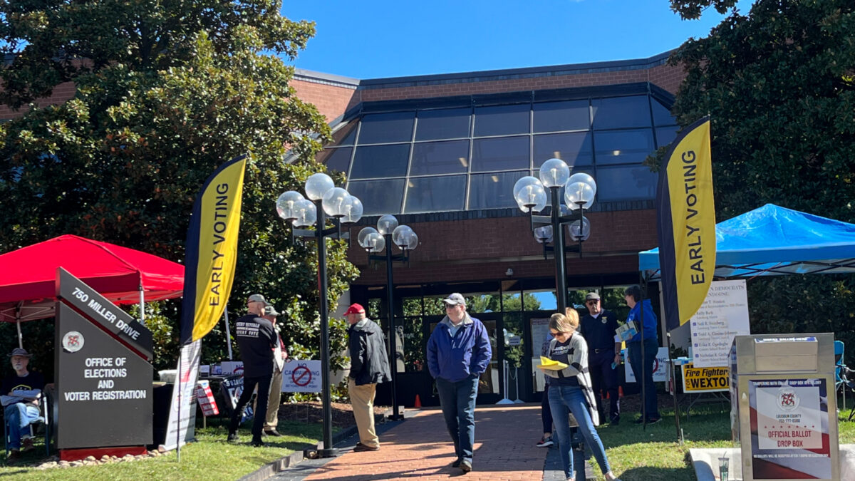 Early voting beings in Virginia this Friday. There are a handful of competitive races across Northern Virginia, with healthcare affordability remaining a top issue in the election cycle. This photo is from early voting at the Loudoun Elections Office in 2022.