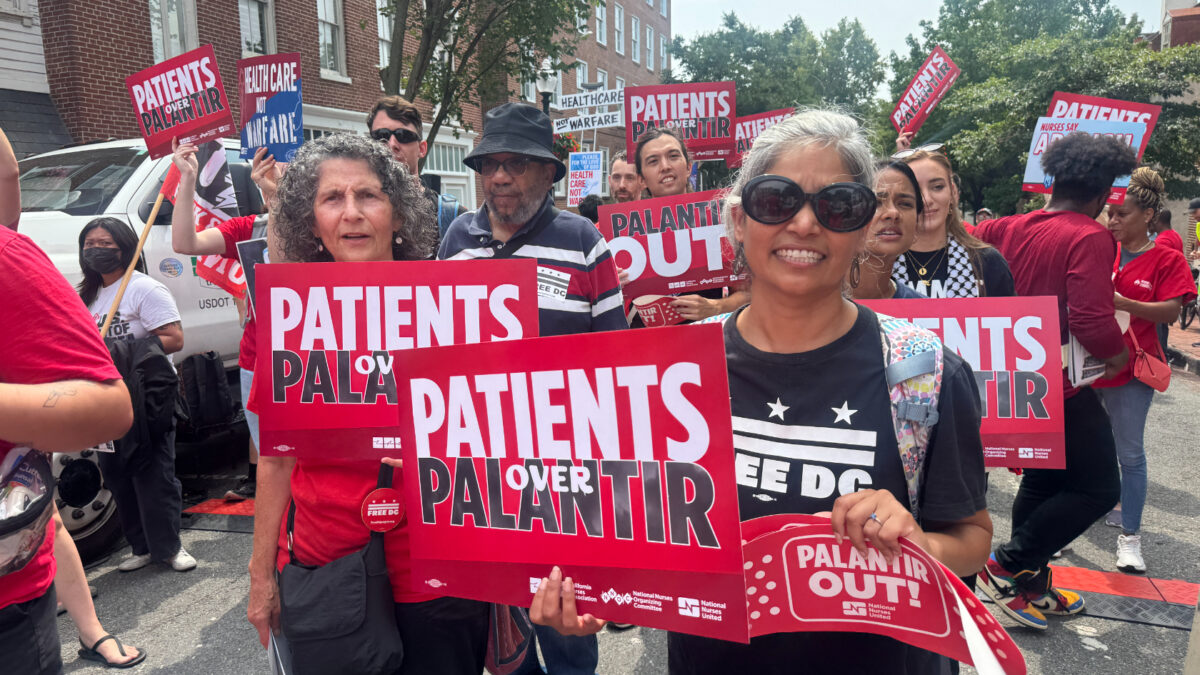 Hundreds of nurses from Washington D.C. to San Francisco participated in protests last week, over the sharing of healthcare data with  the private company Palantir. An ongoing lawsuit  by dozens of Democratic-led states seeks to limit the sharing of Medicaid data with ICE.